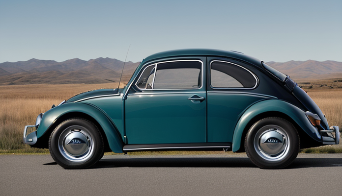 "image of the car in the title ""Volkswagen Beetle: From the People's Car to a Global Icon""" in Photorealism style