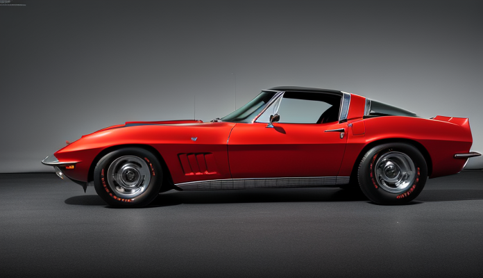 "image of the car in the title ""Chevrolet Corvette: 70 Years of American Sports Car Excellence""" in Photorealism style